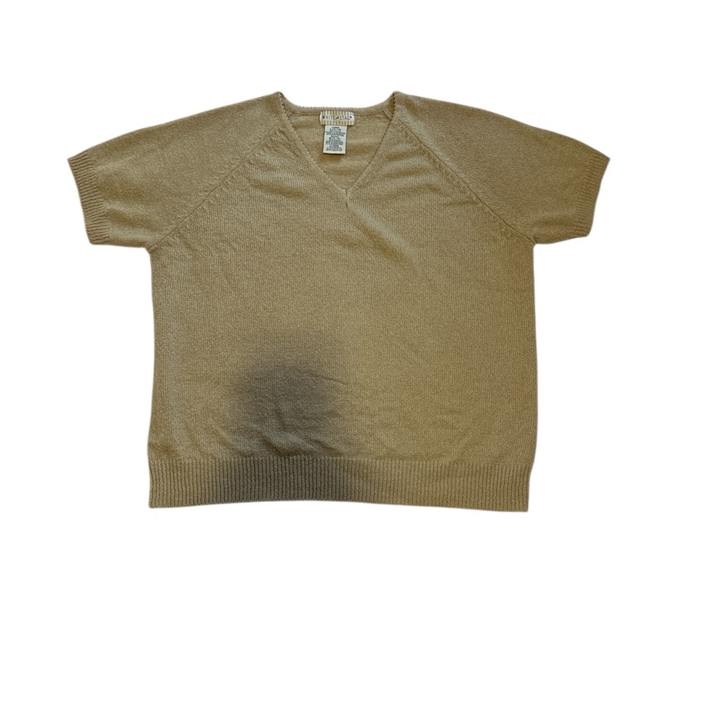 White Stag Tan V-Neck Knit Blouse Size 12/14‎